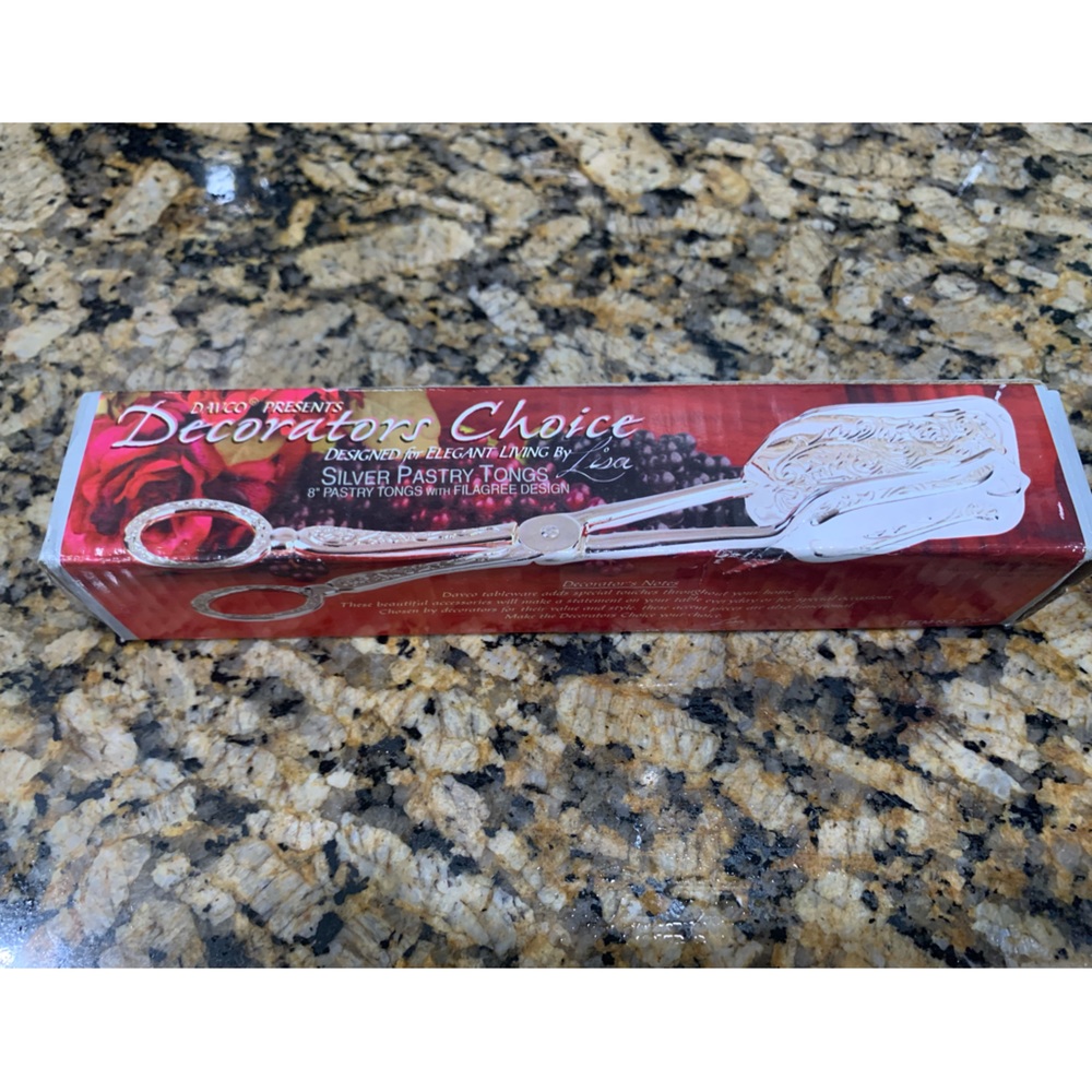 Decorators Choice Silver Pastry Tongs 8” By Filagree desing Used